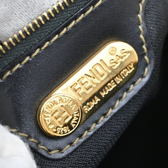 FENDI Logo Pequin Travel Hand Bag PVC Leather Black GHW Made in Italy 65KB280 - Picture 14 of 15